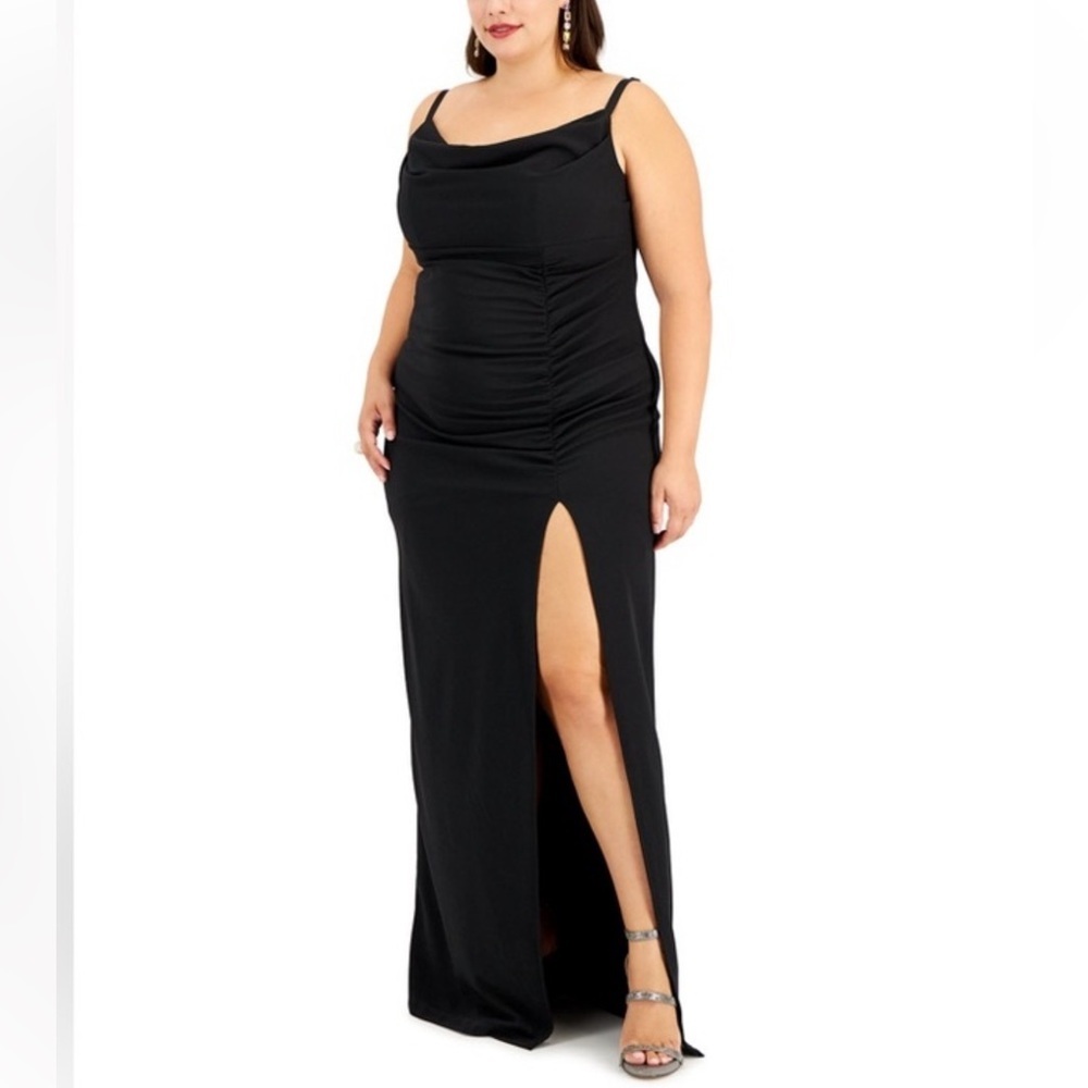 Emerald Sundae Women’s Trendy Plus Size Cowlneck Side-Ruched Maxi Dress 14